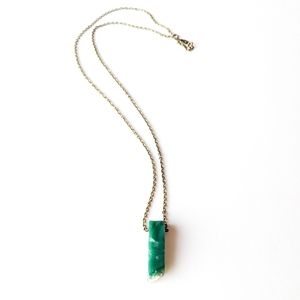 Teal Agate Crystal Stone Bronze Necklace